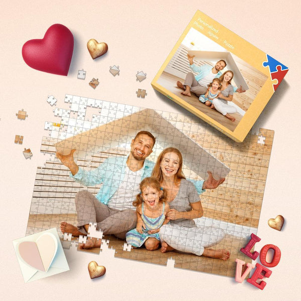 Custom Collage Puzzle Name and Photo on Jigsaw Puzzle Love Forever For Family