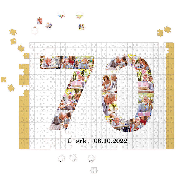 70th Anniversary Gifts Puzzle Custom Year Photo for Her Personalized Picture