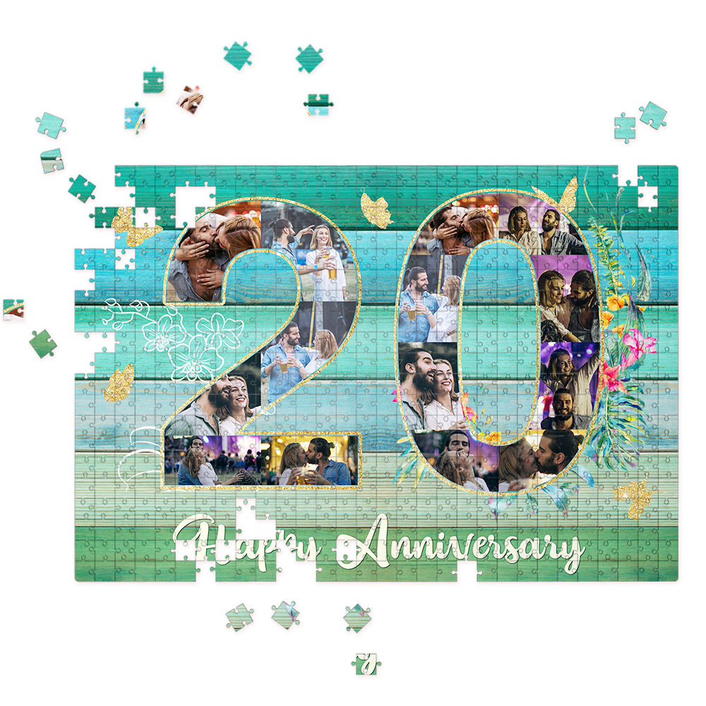 20th Anniversary Gifts Puzzle Photo Number for Men Him Upload Your Personalized Picture