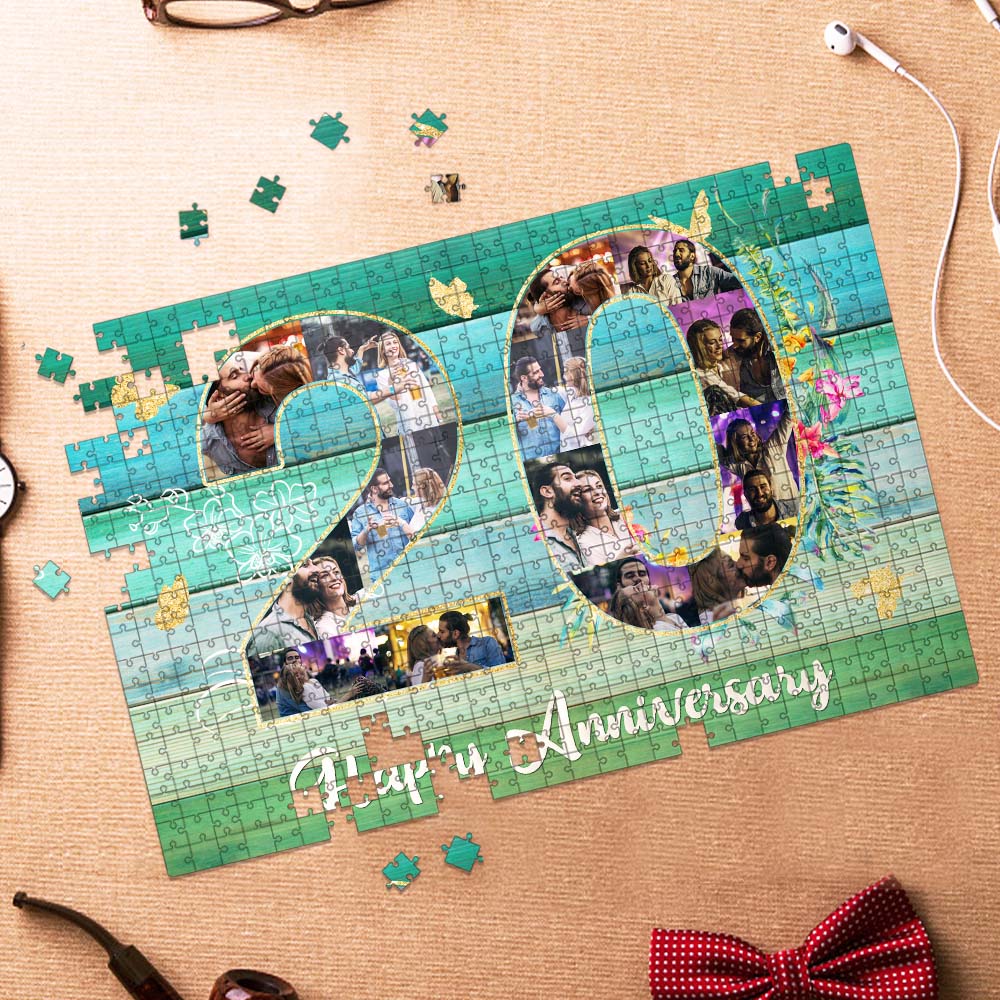 20th Anniversary Gifts Puzzle Photo Number for Men Him Upload Your Personalized Picture