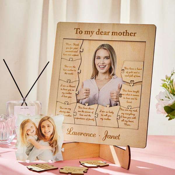 Custom Photo Name Acrylic Wooden Puzzle Mother's Day Decoration Gift