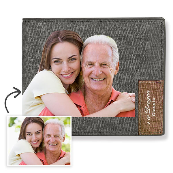 Short Custom Photo Wallet Grey Color Printing
