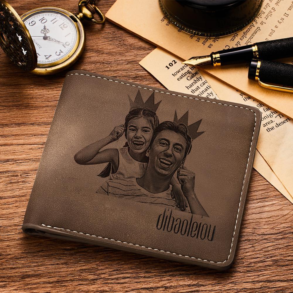 Birthday Gifts Men's Trifold Custom Photo Wallet - Brown Gifts for Him