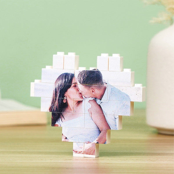 Gifts for Her Custom Building Brick Personalised Photo Block Heart Shaped
