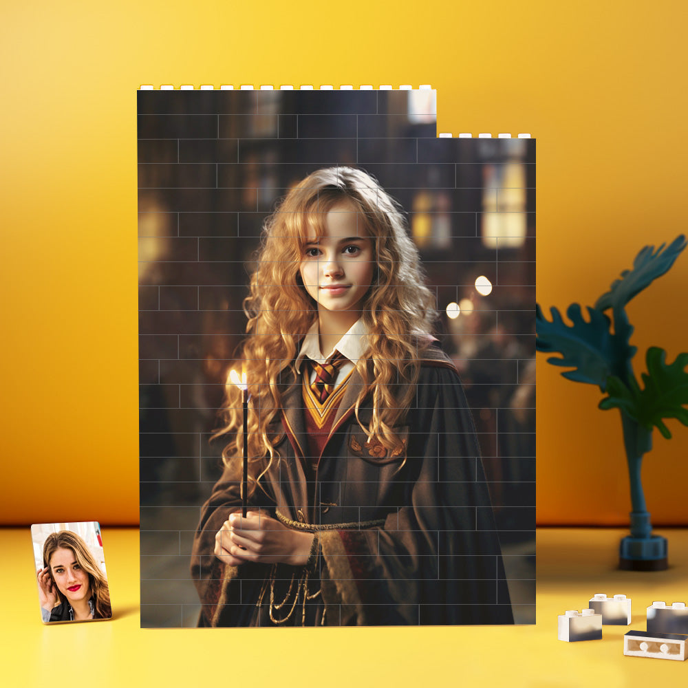 Personalised Brick Rectangle Building Photo Block Custom Face Hermione Plaque