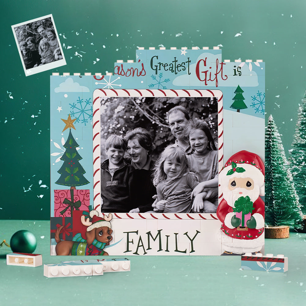 Custom Building Block Puzzle Square Family Photo Brick Retro Style Christmas Gifts