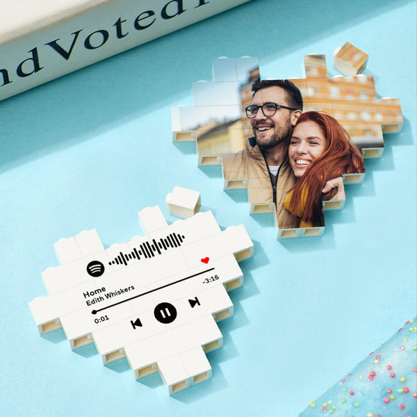 Custom Spotify Code Building Brick Personalized Photo Block Heart Shape
