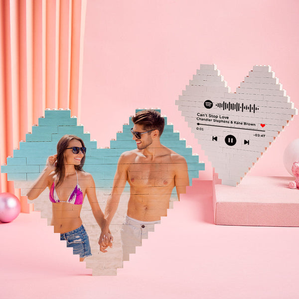 Custom Spotify Code Building Brick Personalised Photo Block Heart Shape