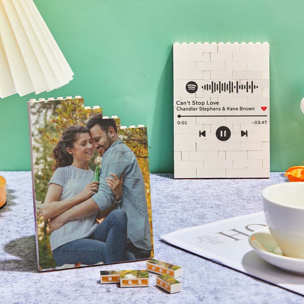 Personalised Brick Rectangle Building Photo Block Spotify Code Custom Text Frame