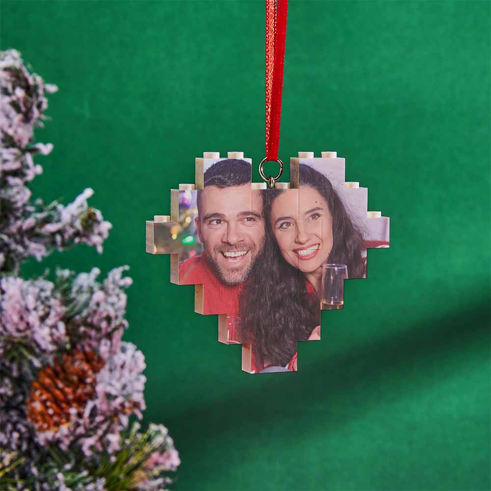 Christmas Ornament Personalised Building Brick Custom Spotify Code Heart Photo Block