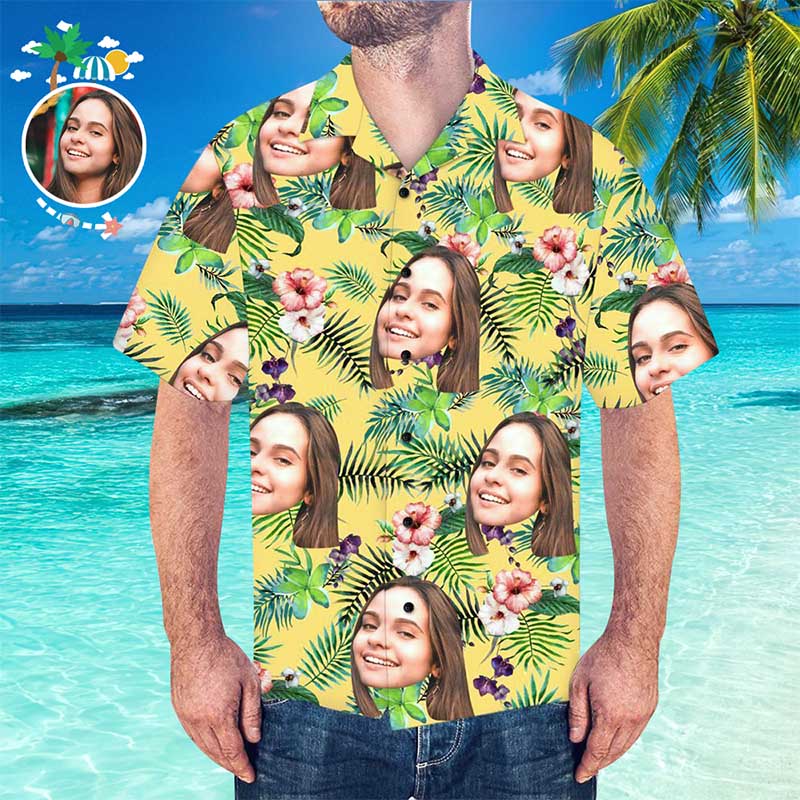Custom Hawaiian Shirt with Dog Face Custom Tropical Shirt Personalised Hawaiian Shirt