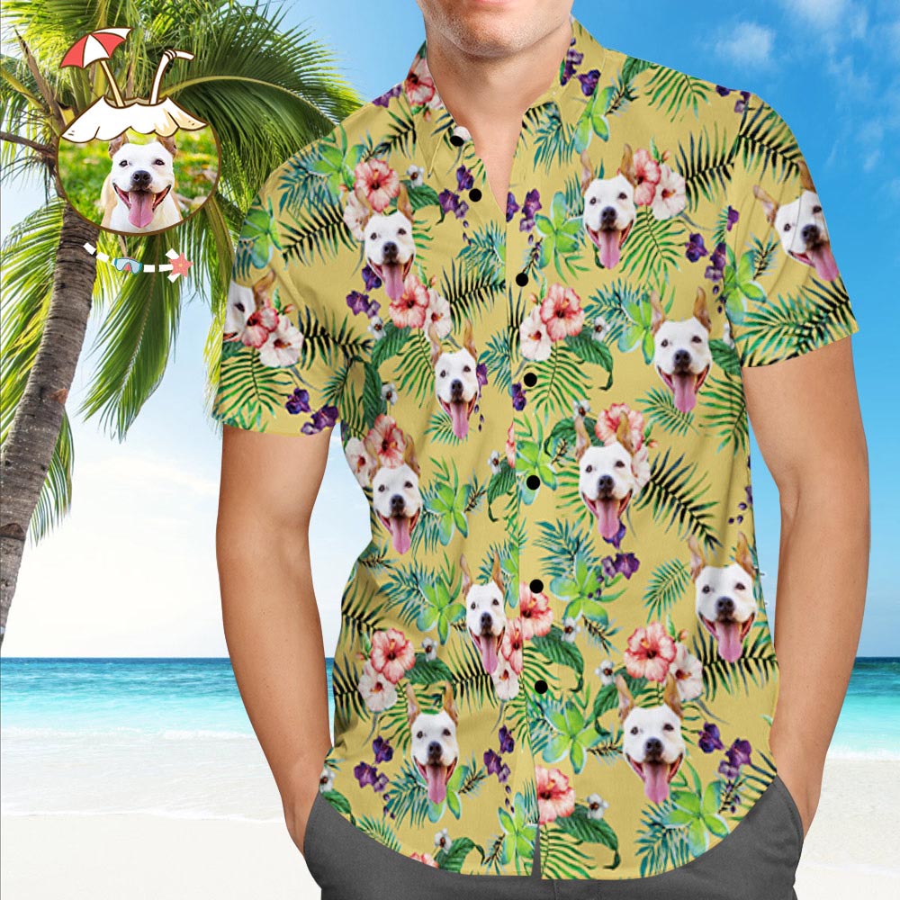 Custom Hawaiian Shirt with Dog Face Custom Tropical Shirt Personalised Hawaiian Shirt