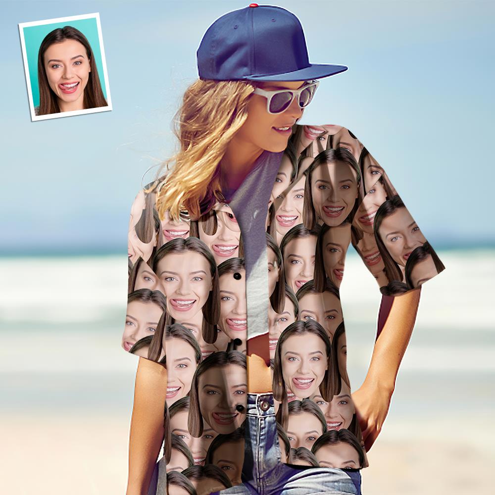 Custom Face Shirt Women's Hawaiian Shirt Face Mash