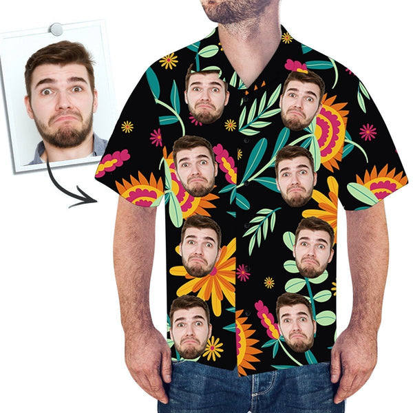 Custom Hawaiian Shirt with Face UK All Over Print Colorful Flowers