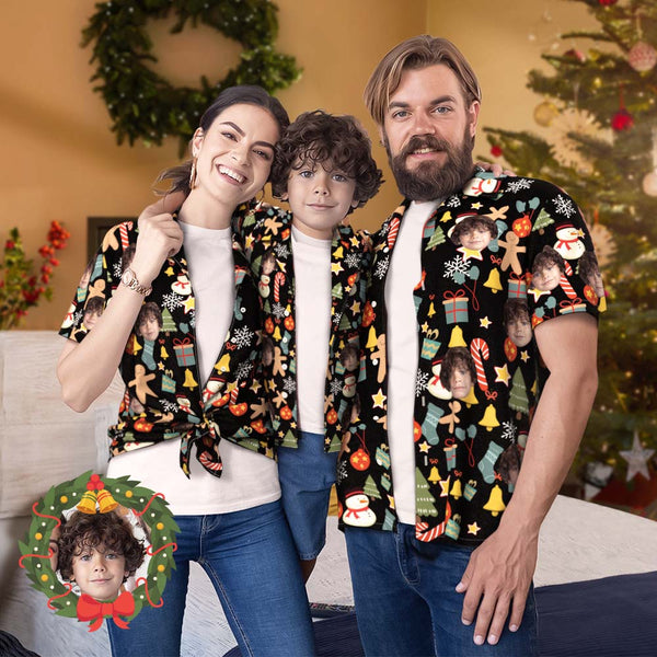 Custom Face Family Matching Hawaiian Outfit Christmas Pool Party Parent-child Wears - Merry Christmas