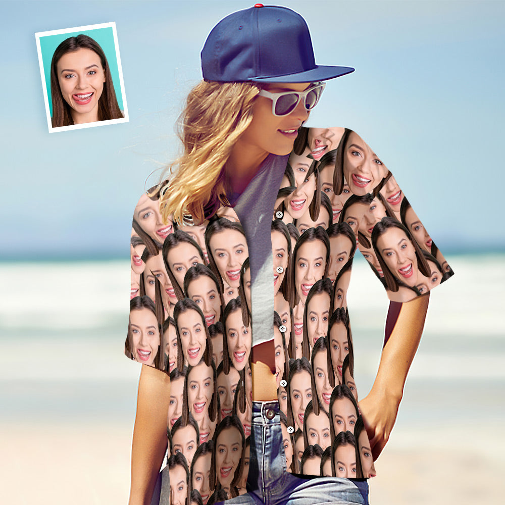 Custom Shirt Women's Hawaiian Shirt Face Mash Gift For Her