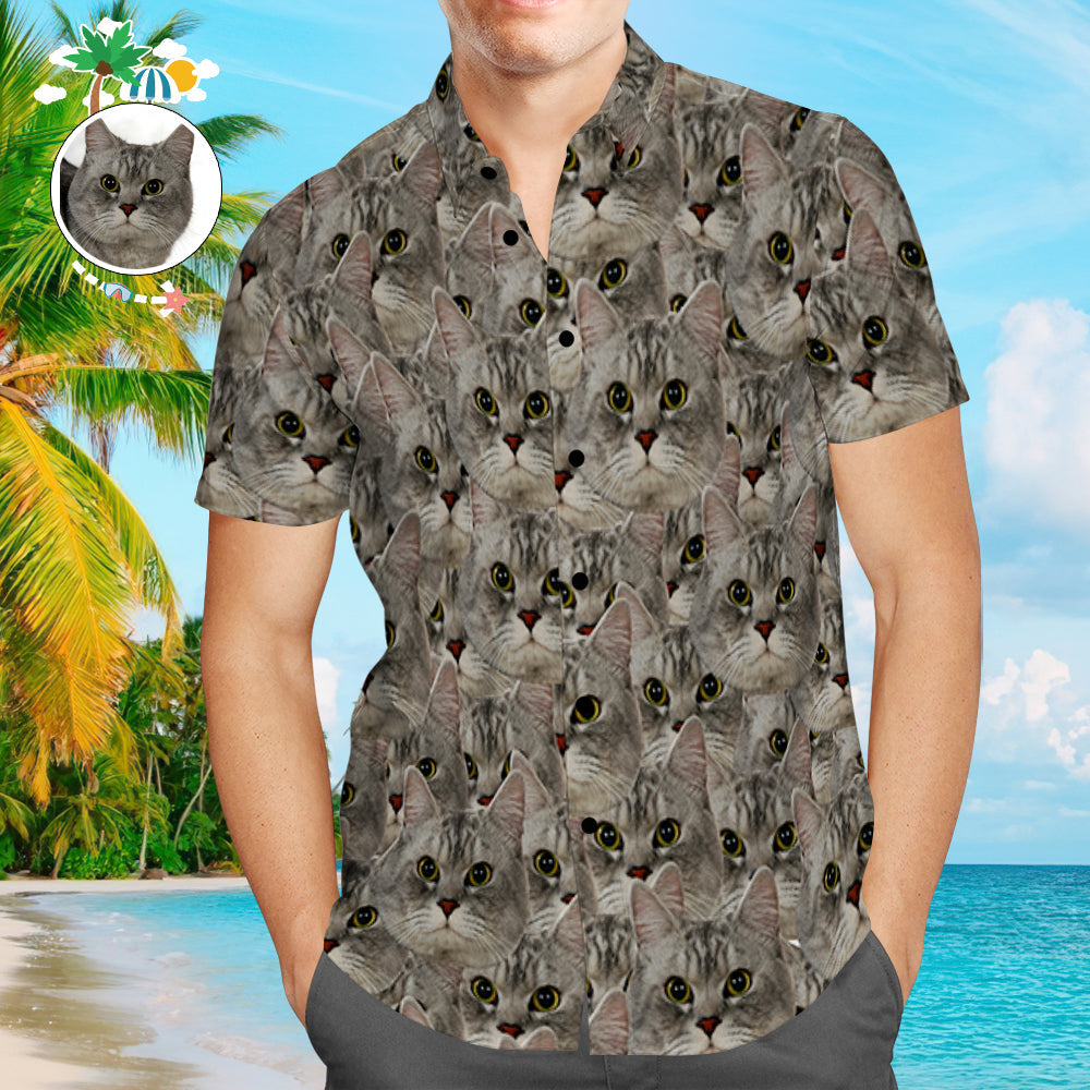 Custom Pet Face Hawaiian Shirt Men's All Over Print Hawaiian Shirt Personalised Hawaiian Shirt