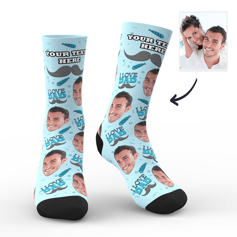 Custom I Love Dad Socks Add Pictures And Name