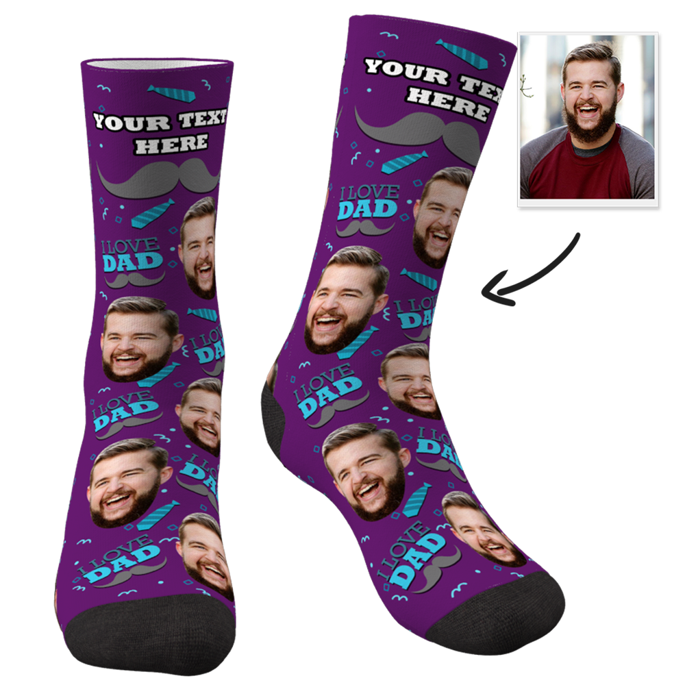 Custom I Love Dad Socks Add Pictures And Name