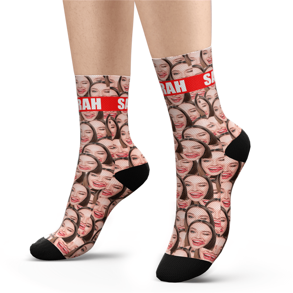 Custom Face Mash Socks With Your Text