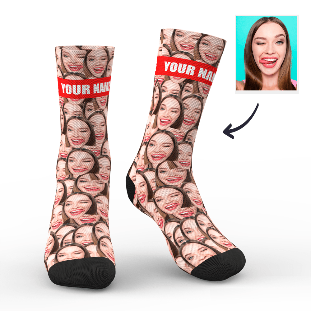 Custom Face Mash Socks With Your Text