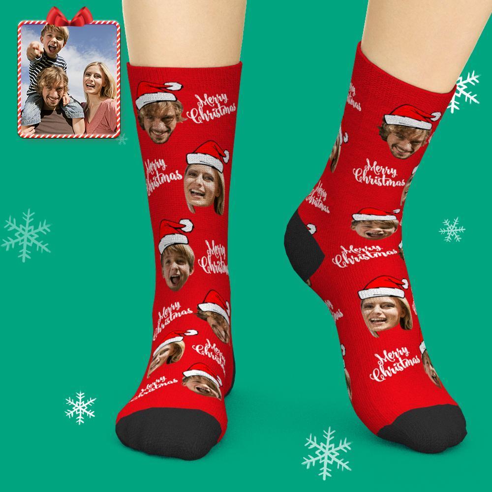 Personalised Photo Socks Custom Face Socks Add Pictures Christmas Socks - Merry Christmas
