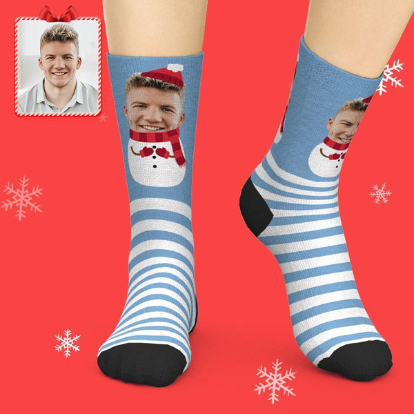 Personalised Photo Socks Custom Face Socks Add Pictures Christmas Photo Socks - Snow
