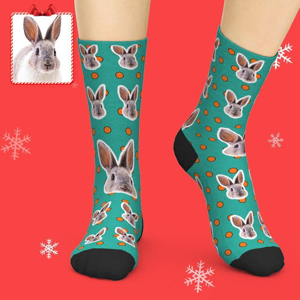 Custom Pet Bunny Face Socks Personalised Photo Socks Add Pictures - Cute Rabbit