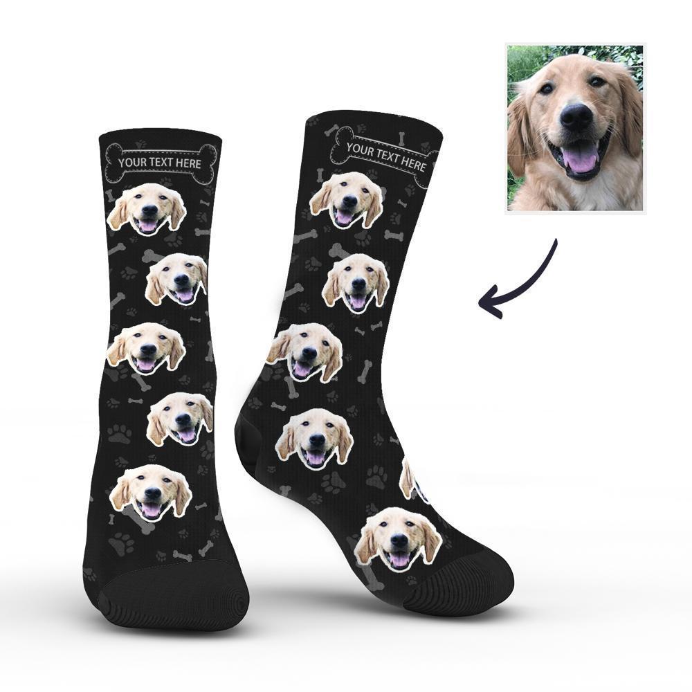 Custom Rainbow Socks Dog With Your Saying - Black