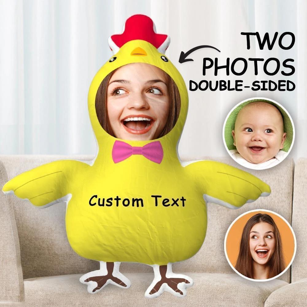 Custom Body Pillow Two Photos Double Sided Custom Text Pillow Gift Funny Chick Shaped