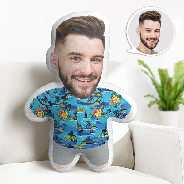 Father's Day Gifts Hawaiian Minime Doll Custom Face Personalised Photo Throw Pillow