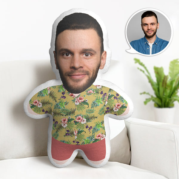 Gifts for Him Hawaiian Minime Throw Pillow Custom Face Personalised Minime Doll