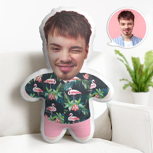 Father's Gifts Custom Face Hawaiian Minime Doll Personalised Photo Throw Pillow