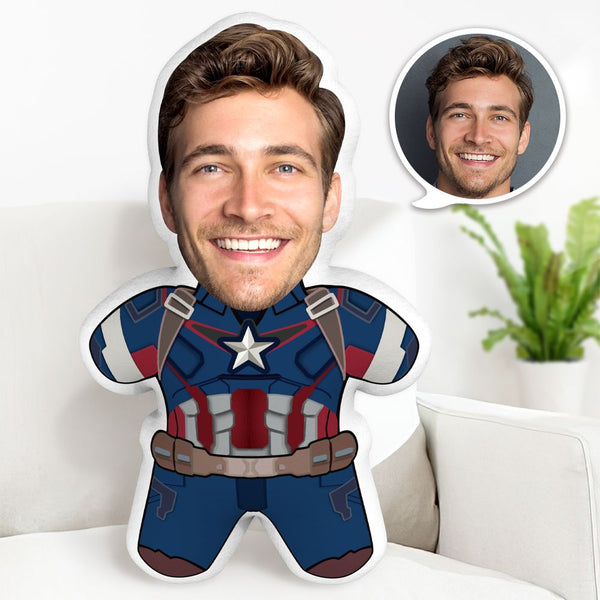 Captain America Minime Throw Pillow Custom Face Pillow Personalised Marvel Minime Pillow
