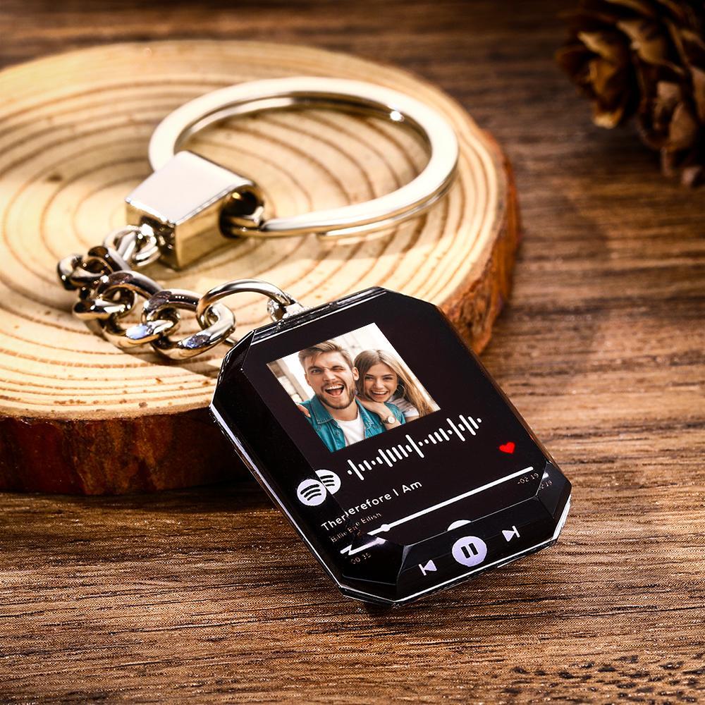 Personalised Spotify Keychain Custom Photo Engraved Spotify Music Plaque Gifts for Him