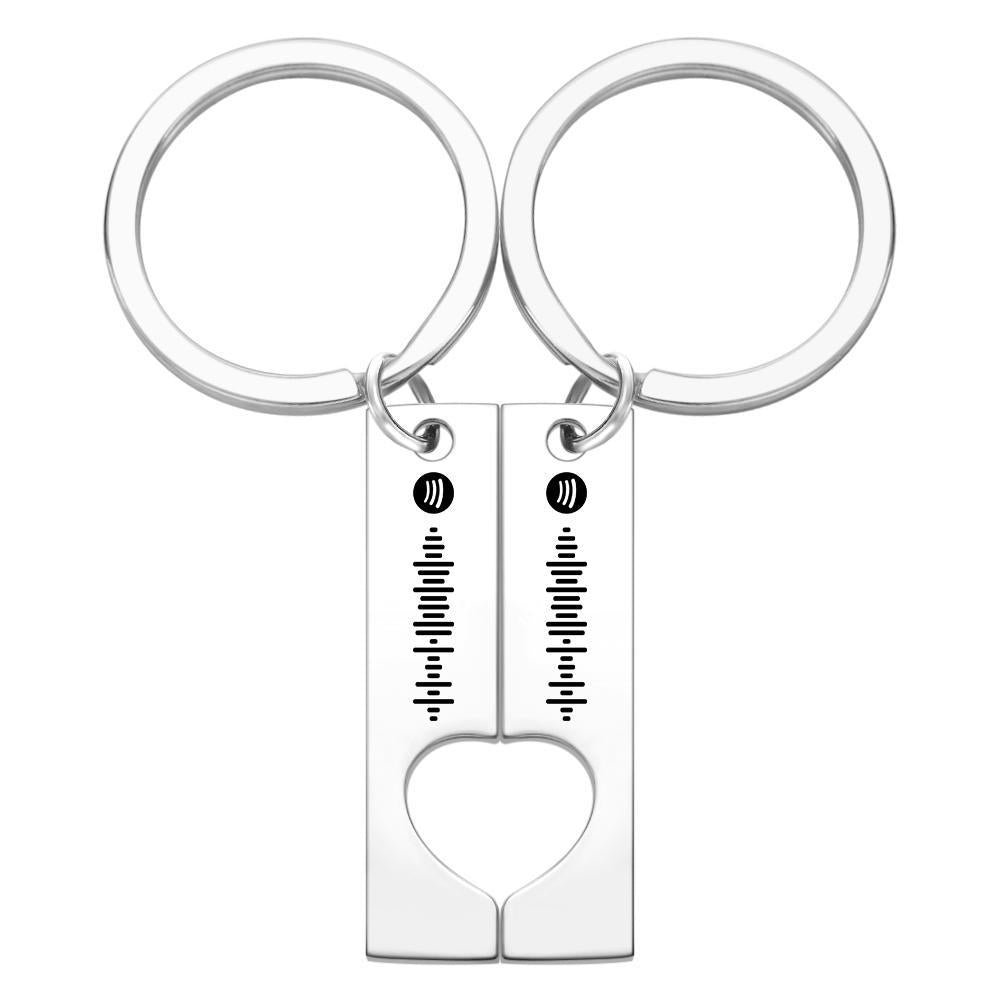 Custom Spotify Code Keychain Heart Shaped Couple Keychain Gifts for Lover