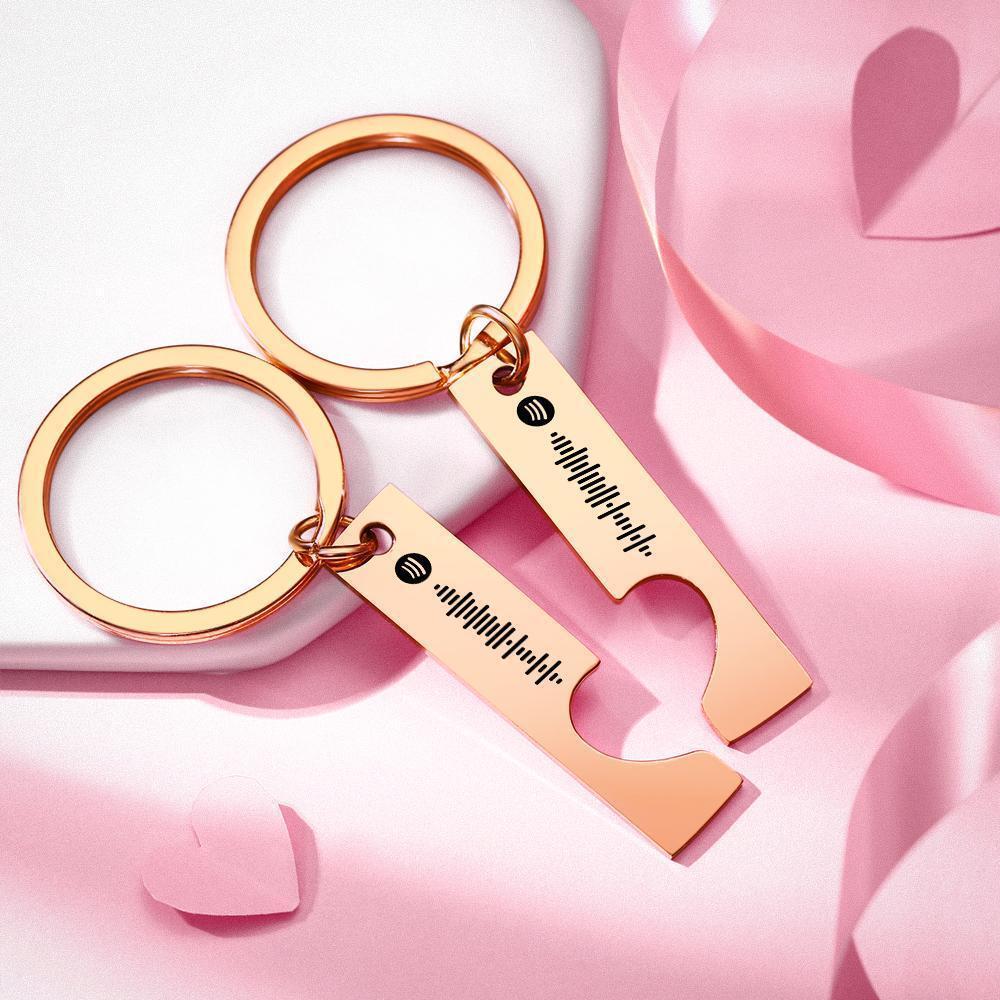 Custom Spotify Code Keychain Heart Shaped Couple Keychain Gifts for Lover