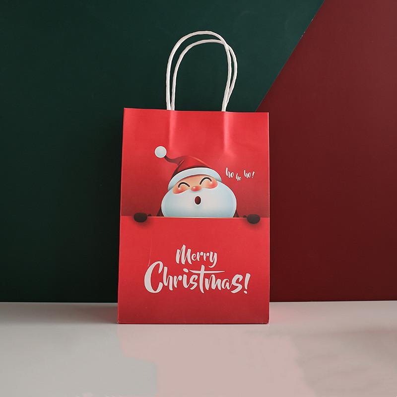 Paper Bag with Handles for Christmas Eve Party Supplies