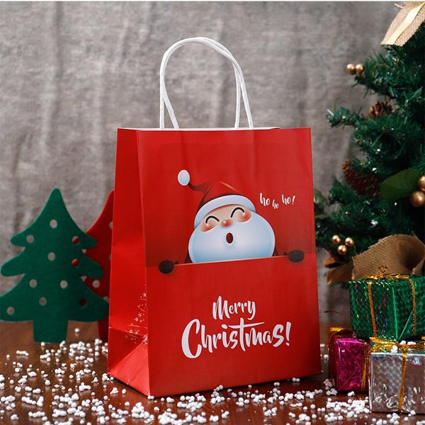 Paper Bag with Handles for Christmas Eve Party Supplies