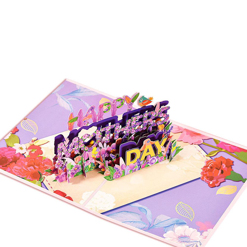 Card Happy Purple Flowers 3D Pop Up Greeting Card for Her