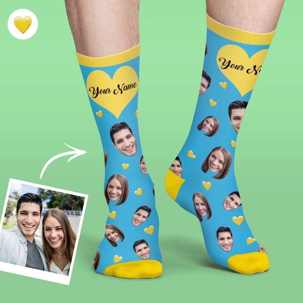 Custom Face Socks Colorful Candy Series Soft And Comfortable Heart Socks - Black