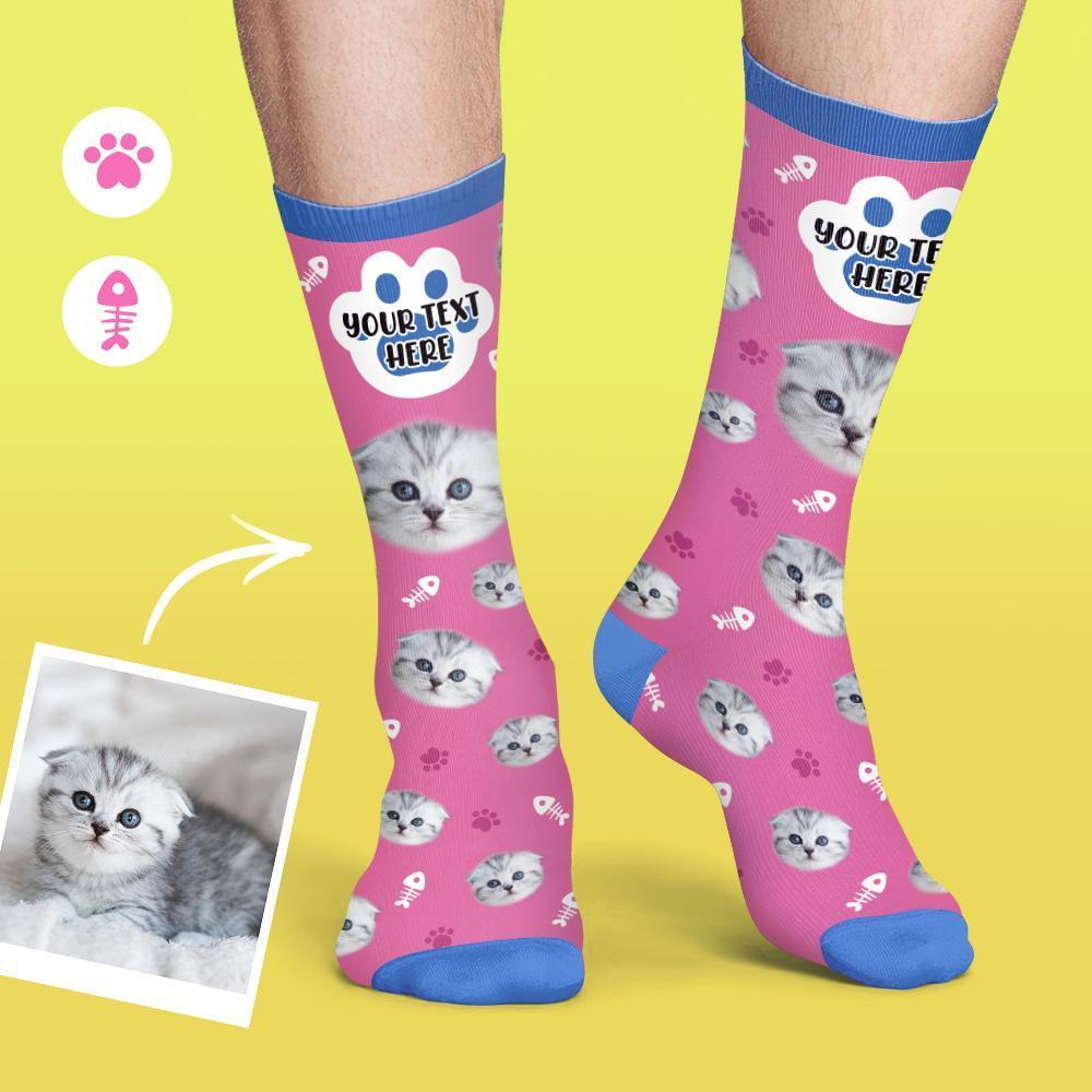 Custom Face Socks Colorful Candy Series Soft And Comfortable Cat Socks